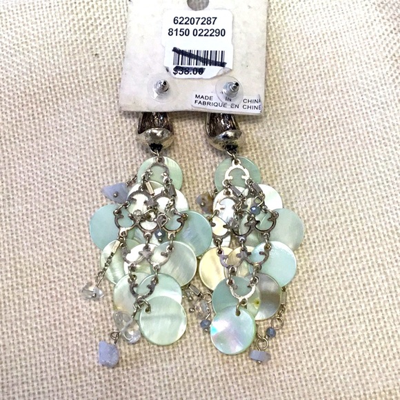Free People Mother Of Pearl Dangling Earrings NEW - Picture 2 of 3